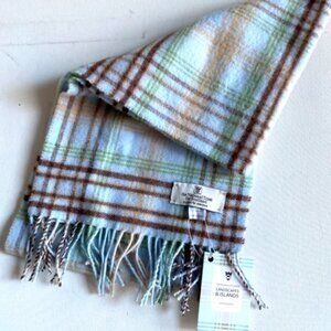 NWT National Trust for Scotland Baby Blue Plaid Lambswool Scarf